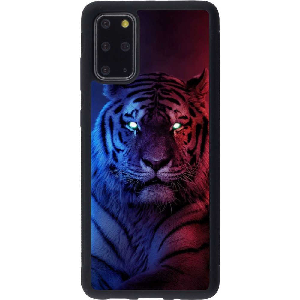 Coque Samsung Galaxy S20+ - Silicone rigide noir Tiger Blue Red