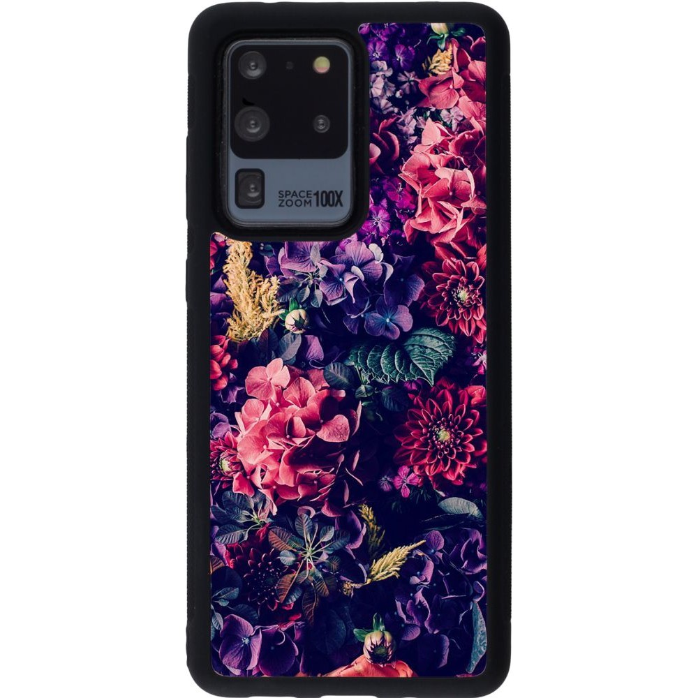 Hülle Samsung Galaxy S20 Ultra - Silikon schwarz Flowers Dark