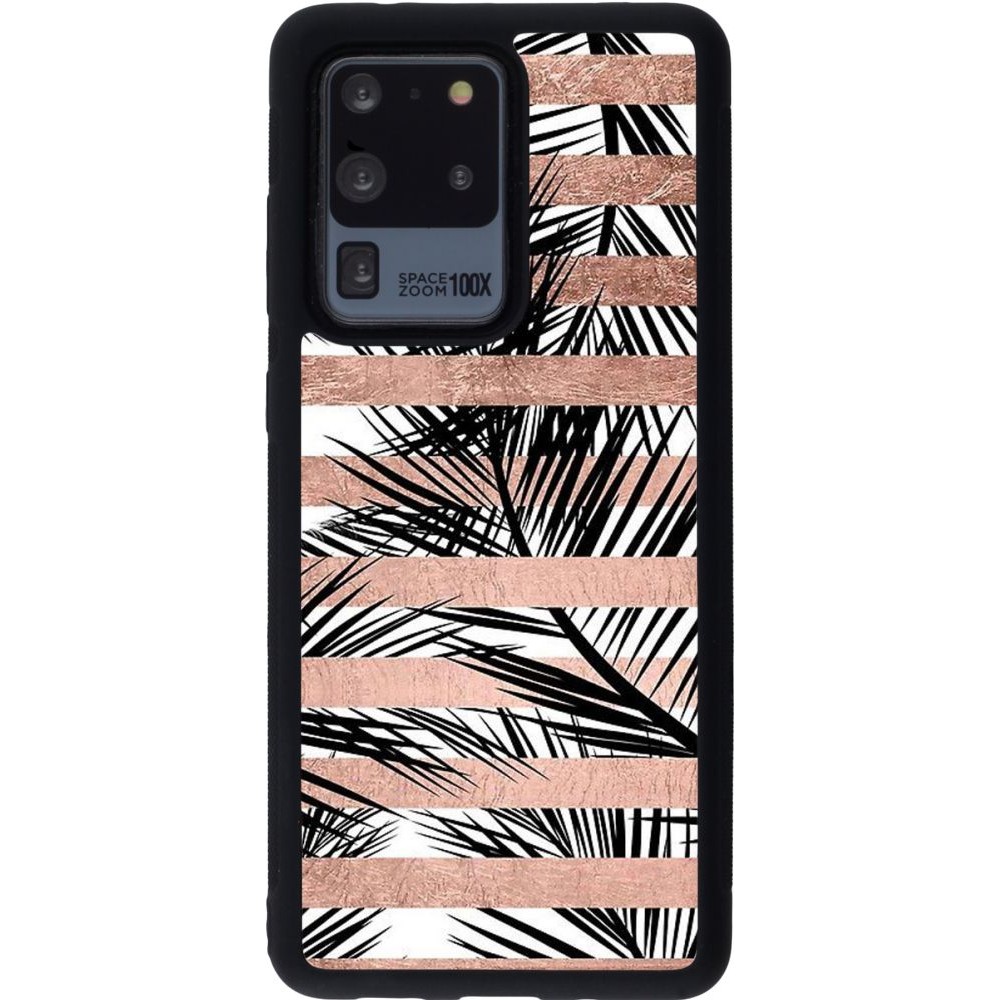 Hülle Samsung Galaxy S20 Ultra - Silikon schwarz Palm trees gold stripes