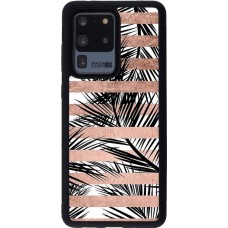 Hülle Samsung Galaxy S20 Ultra - Silikon schwarz Palm trees gold stripes