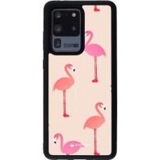 Hülle Samsung Galaxy S20 Ultra - Silikon schwarz Pink Flamingos Pattern