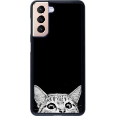 Coque Samsung Galaxy S21 5G - Cat Looking Up Black