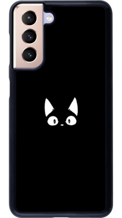 Coque Samsung Galaxy S21 5G - Funny cat on black