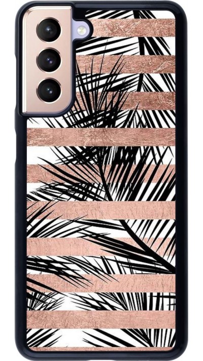 Hülle Samsung Galaxy S21 5G - Palm trees gold stripes