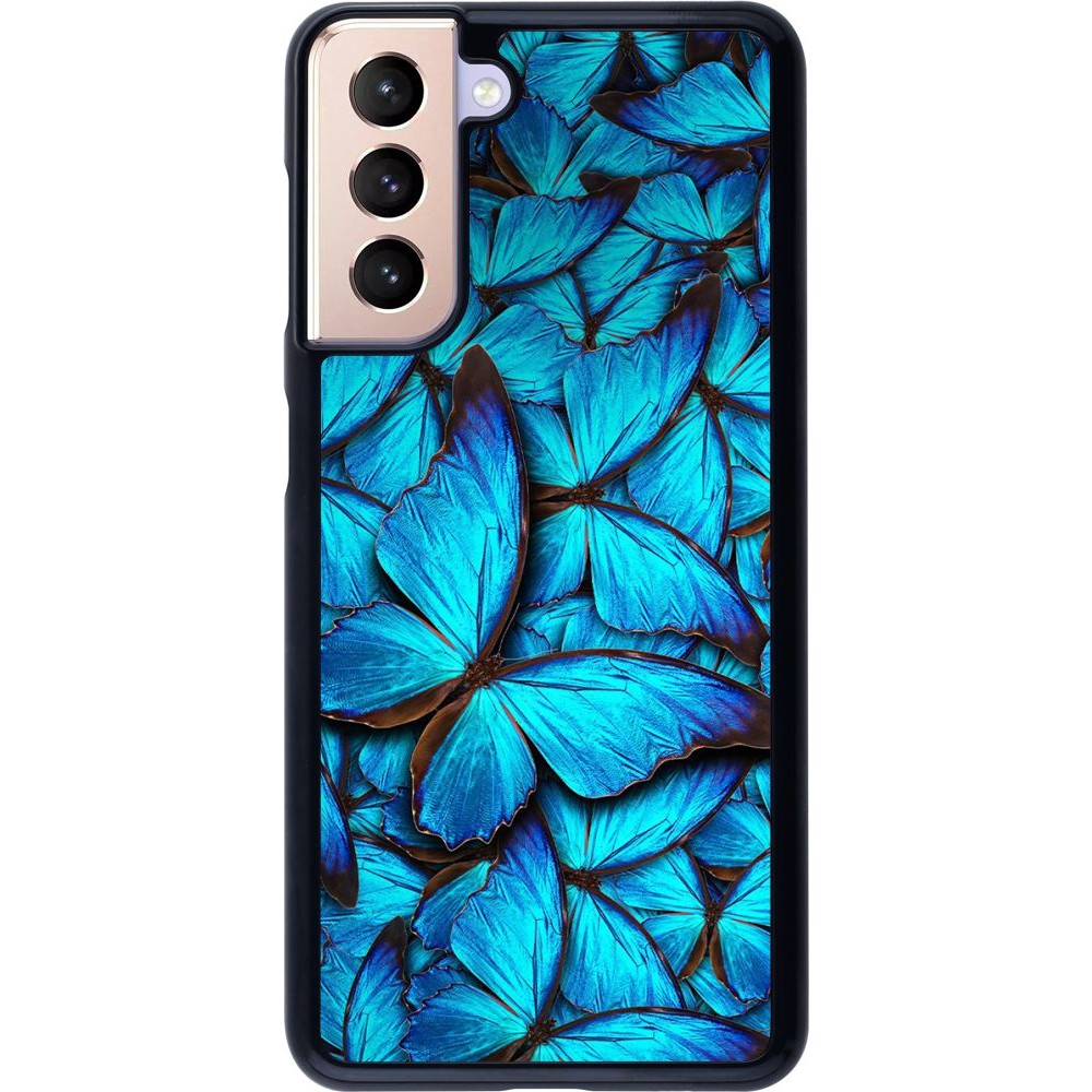Coque Samsung Galaxy S21 5G - Papillon - Bleu