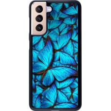Coque Samsung Galaxy S21 5G - Papillon - Bleu