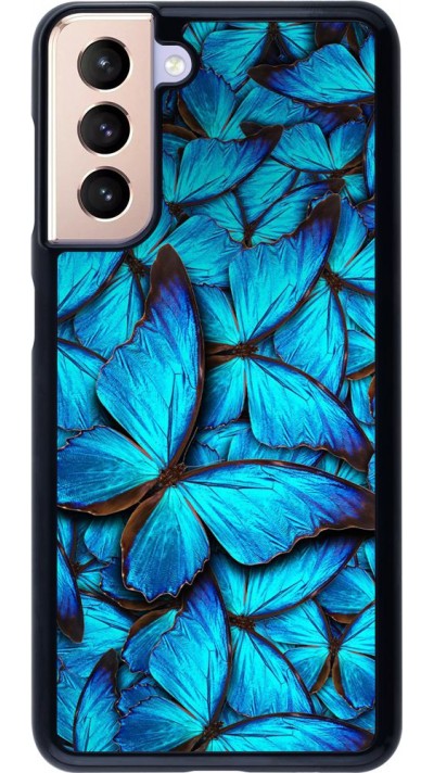 Hülle Samsung Galaxy S21 5G - Papillon - Bleu