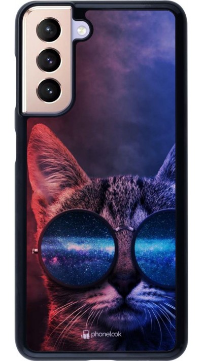 Hülle Samsung Galaxy S21 5G - Red Blue Cat Glasses