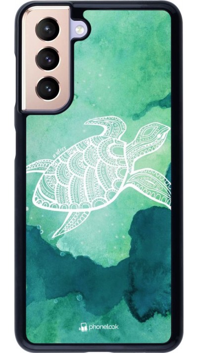 Coque Samsung Galaxy S21 5G - Turtle Aztec Watercolor