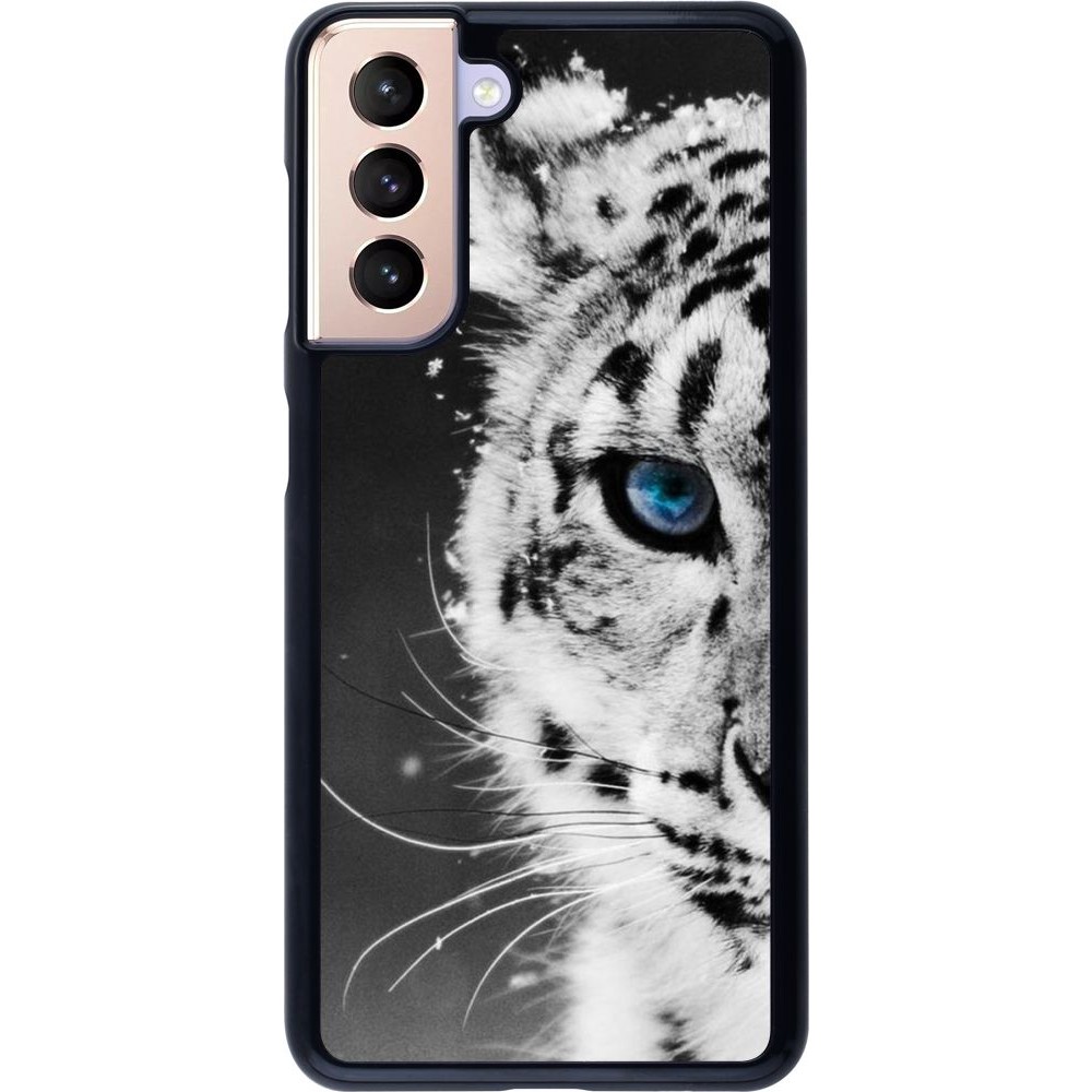 Coque Samsung Galaxy S21 5G - White tiger blue eye