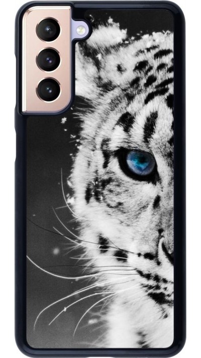 Coque Samsung Galaxy S21 5G - White tiger blue eye