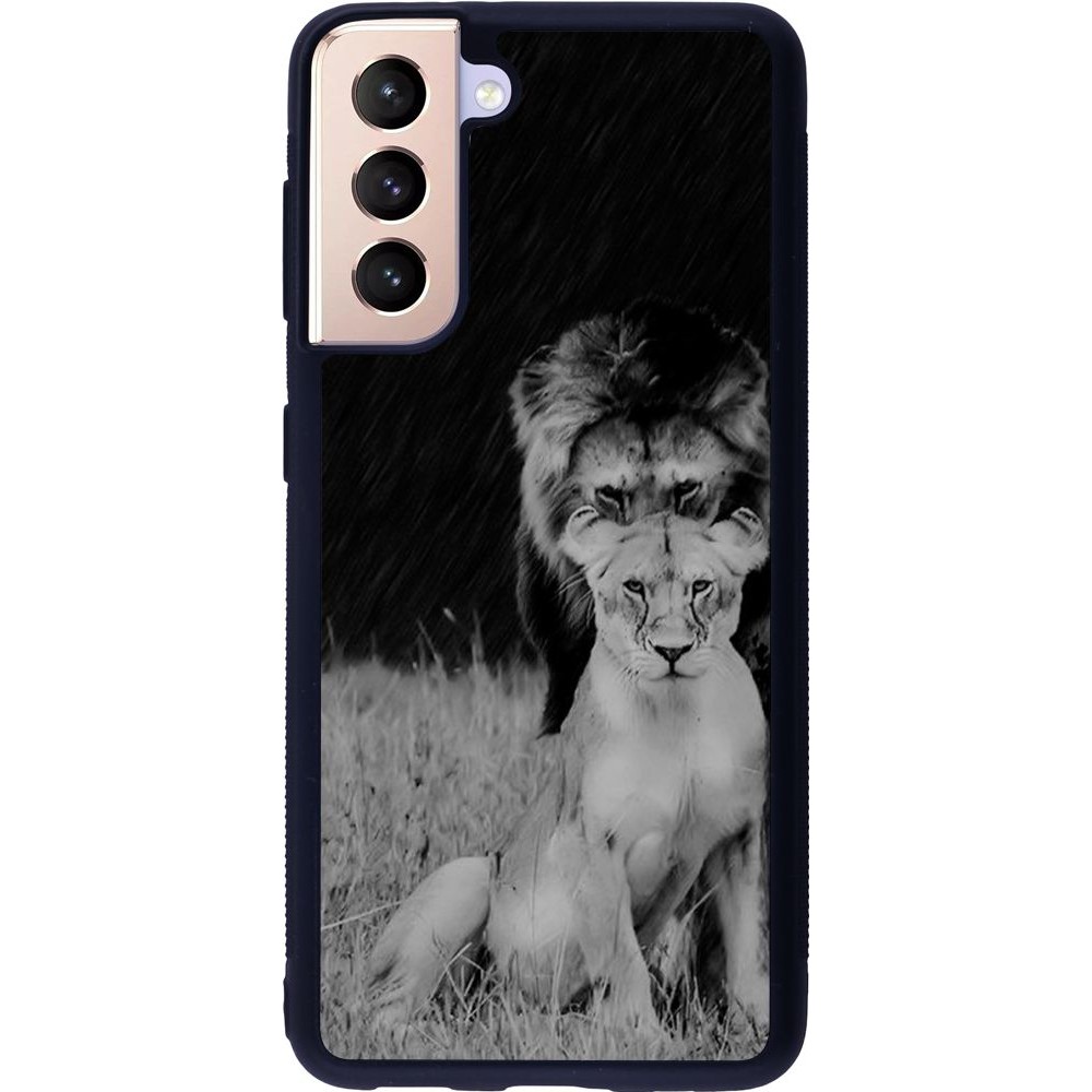 Coque Samsung Galaxy S21 5G - Silicone rigide noir Angry lions