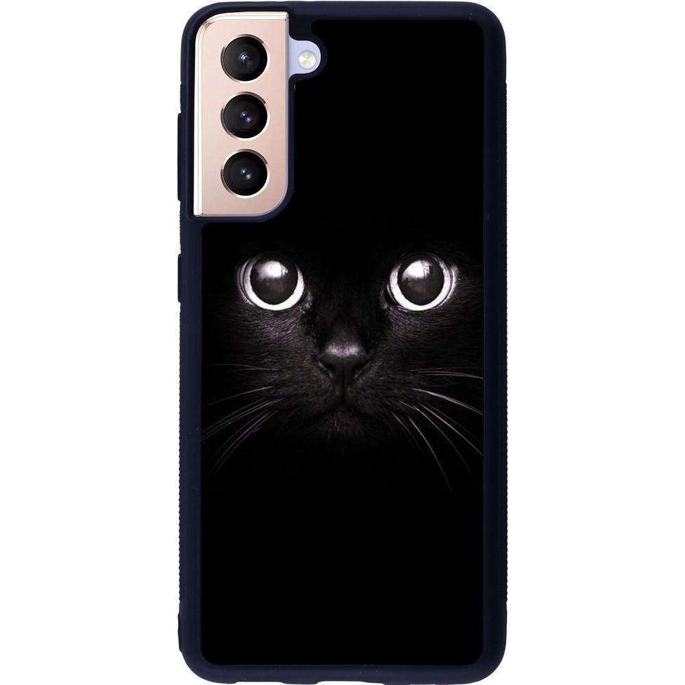 Coque Samsung Galaxy S21 5G - Silicone rigide noir Cat eyes
