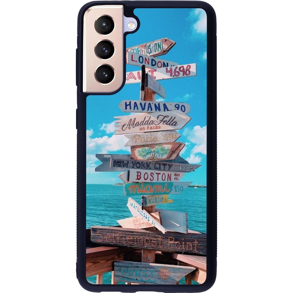 Coque Samsung Galaxy S21 5G - Silicone rigide noir Cool Cities Directions