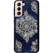 Coque Samsung Galaxy S21 5G - Silicone rigide noir Cream Flower Moroccan