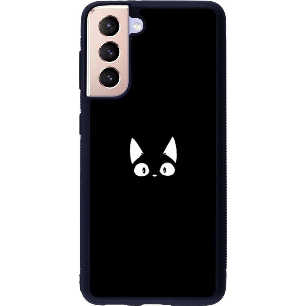 Coque Samsung Galaxy S21 5G - Silicone rigide noir Funny cat on black