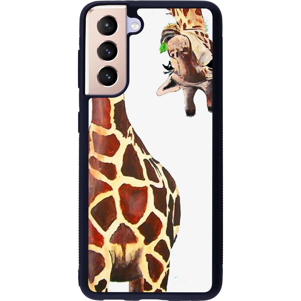 Coque Samsung Galaxy S21 5G - Silicone rigide noir Giraffe Fit