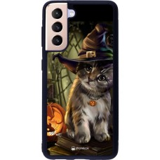 Hülle Samsung Galaxy S21 5G - Silikon schwarz Halloween 21 Witch cat