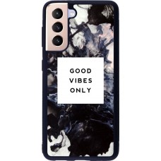 Coque Samsung Galaxy S21 5G - Silicone rigide noir Marble Good Vibes Only