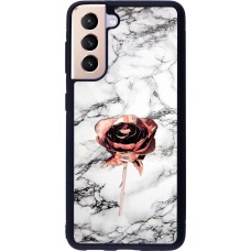 Hülle Samsung Galaxy S21 5G - Silikon schwarz Marble Rose Gold