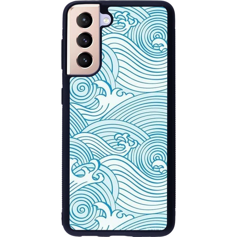 Coque Samsung Galaxy S21 5G - Silicone rigide noir Ocean Waves