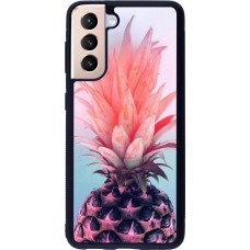 Coque Samsung Galaxy S21 5G - Silicone rigide noir Purple Pink Pineapple