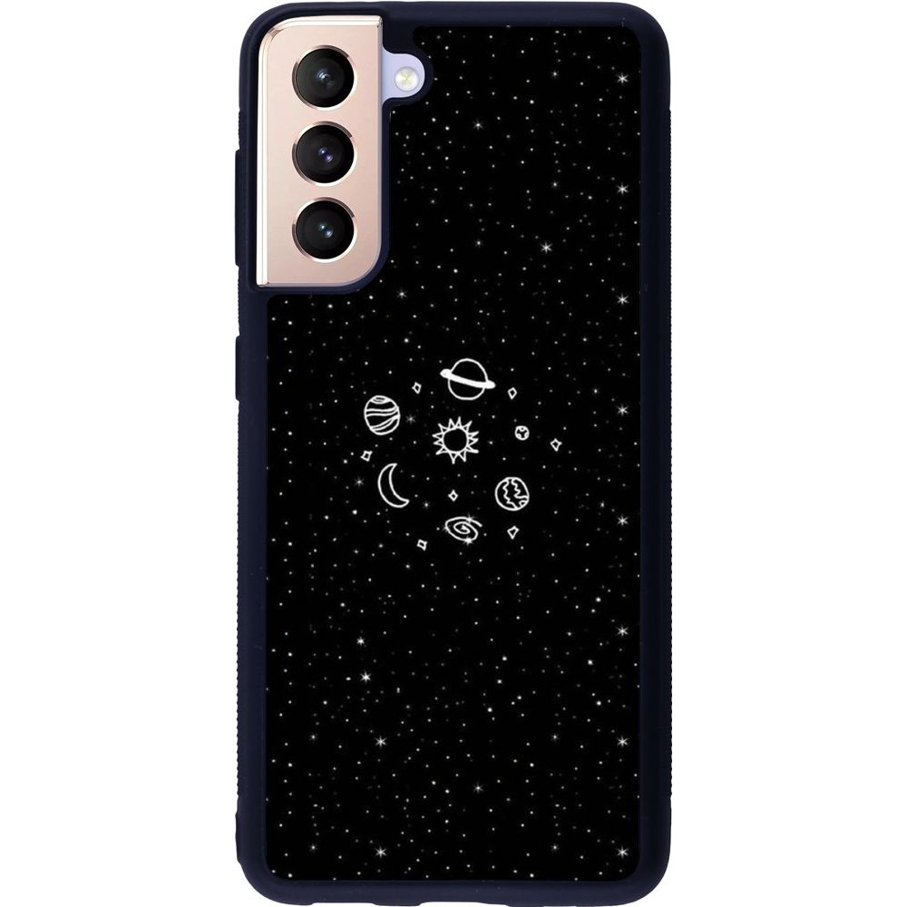 Coque Samsung Galaxy S21 5G - Silicone rigide noir Space Doodle