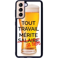 Hülle Samsung Galaxy S21 5G - Silikon schwarz Tout travail mérite sa bière