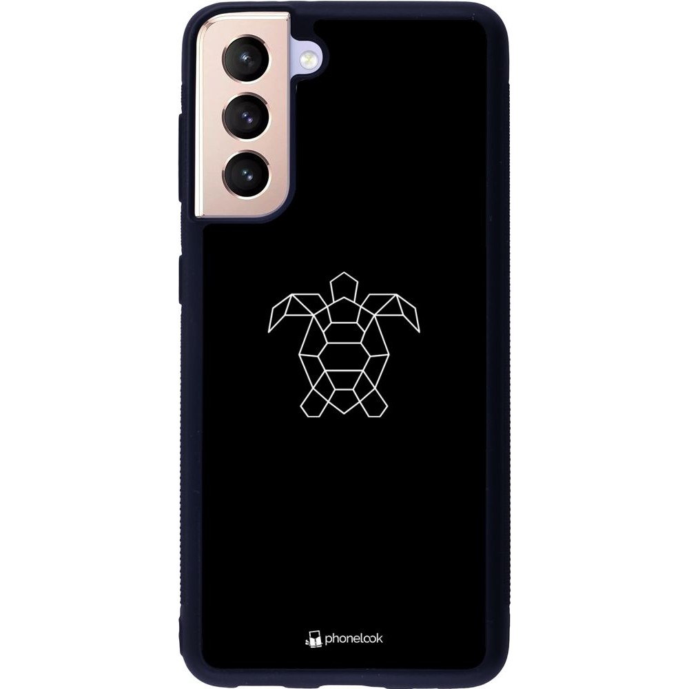 Coque Samsung Galaxy S21 5G - Silicone rigide noir Turtles lines on black