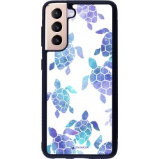Coque Samsung Galaxy S21 5G - Silicone rigide noir Turtles pattern watercolor