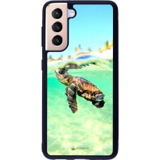 Coque Samsung Galaxy S21 5G - Silicone rigide noir Turtle Underwater