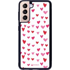 Coque Samsung Galaxy S21 5G - Silicone rigide noir Valentine 2022 Many pink hearts