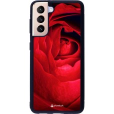 Coque Samsung Galaxy S21 5G - Silicone rigide noir Valentine 2022 Rose