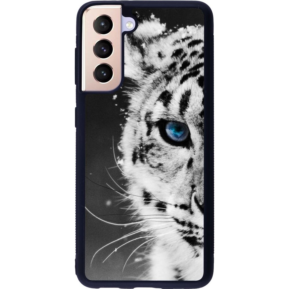 Hülle Samsung Galaxy S21 5G - Silikon schwarz White tiger blue eye