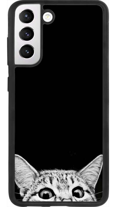Coque Samsung Galaxy S21 FE 5G - Silicone rigide noir Cat Looking Up Black
