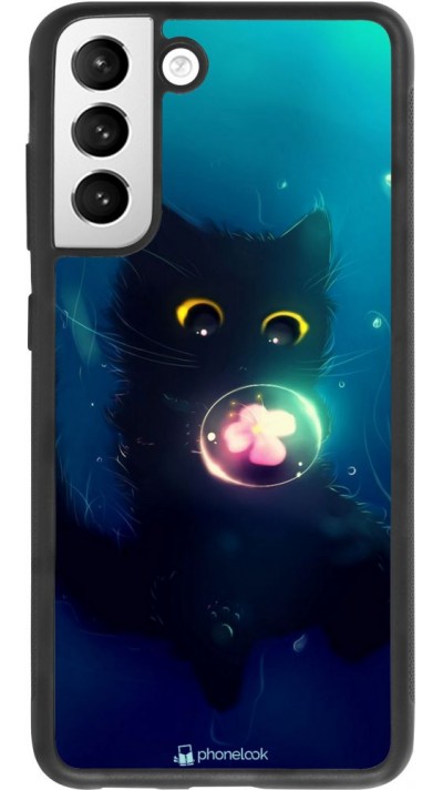 Coque Samsung Galaxy S21 FE 5G - Silicone rigide noir Cute Cat Bubble