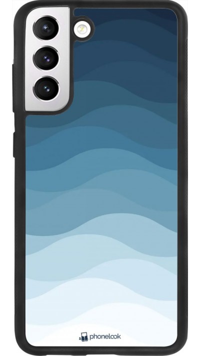 Coque Samsung Galaxy S21 FE 5G - Silicone rigide noir Flat Blue Waves