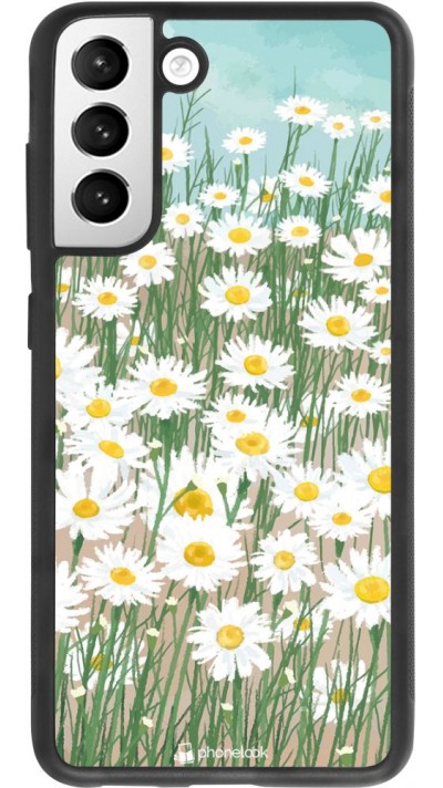 Coque Samsung Galaxy S21 FE 5G - Silicone rigide noir Flower Field Art