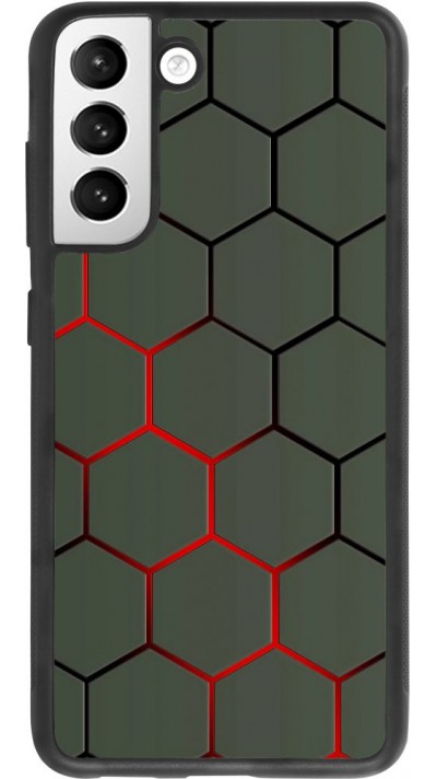 Coque Samsung Galaxy S21 FE 5G - Silicone rigide noir Geometric Line red