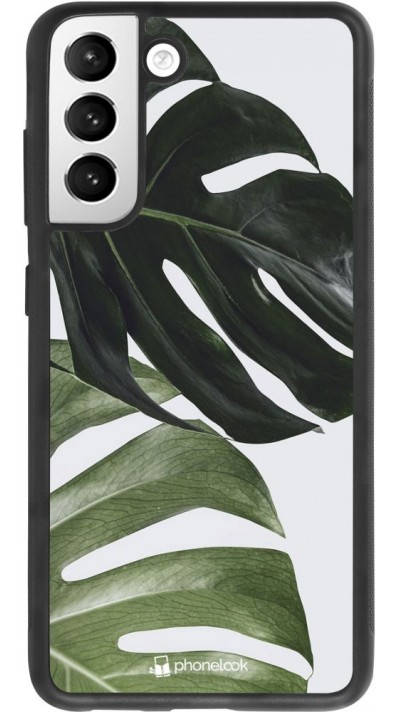 Coque Samsung Galaxy S21 FE 5G - Silicone rigide noir Monstera Plant