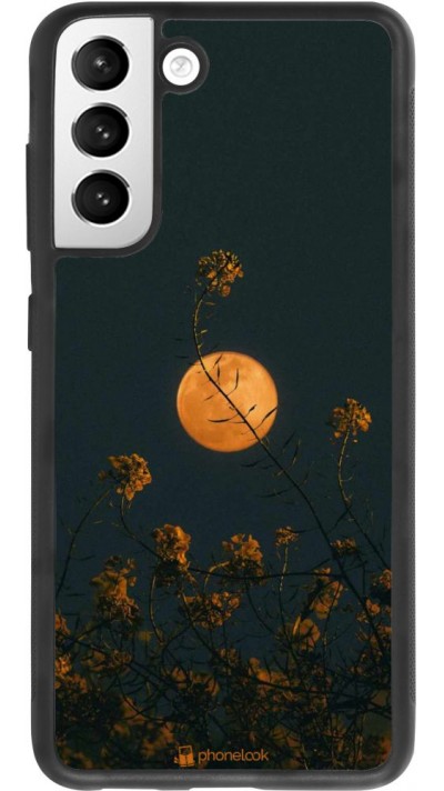Coque Samsung Galaxy S21 FE 5G - Silicone rigide noir Moon Flowers