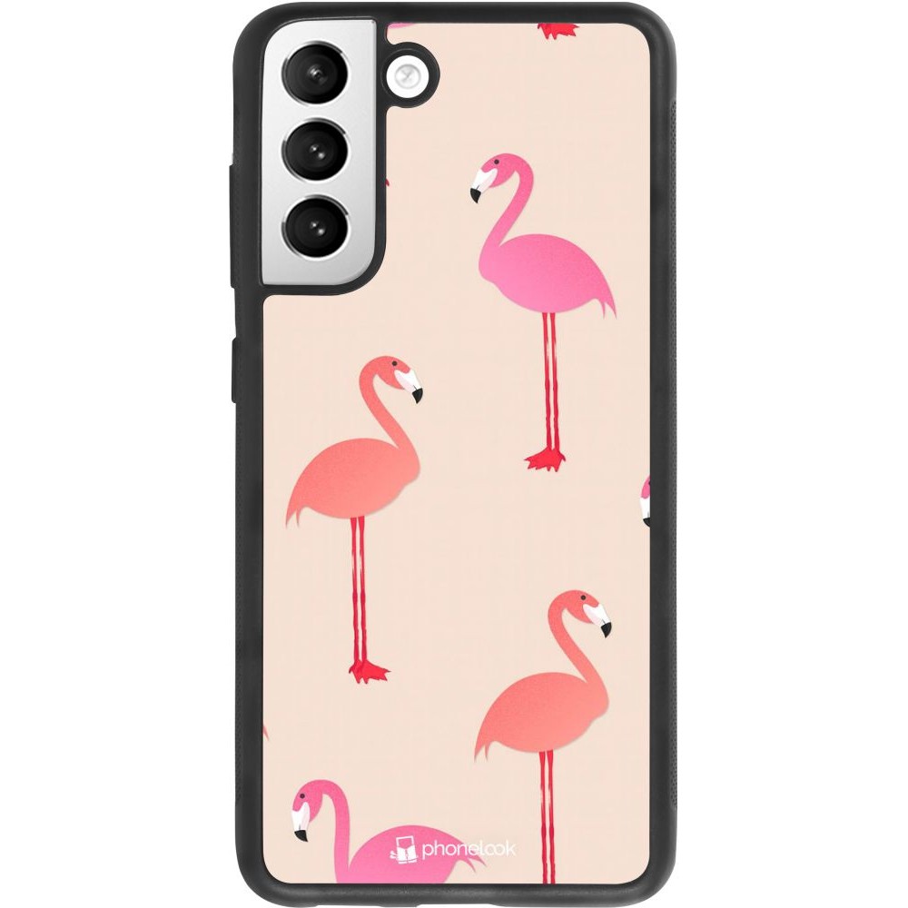Coque Samsung Galaxy S21 FE 5G - Silicone rigide noir Pink Flamingos Pattern