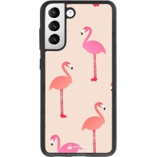Coque Samsung Galaxy S21 FE 5G - Silicone rigide noir Pink Flamingos Pattern