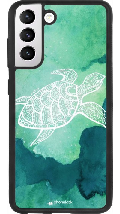 Hülle Samsung Galaxy S21 FE 5G - Silikon schwarz Turtle Aztec Watercolor