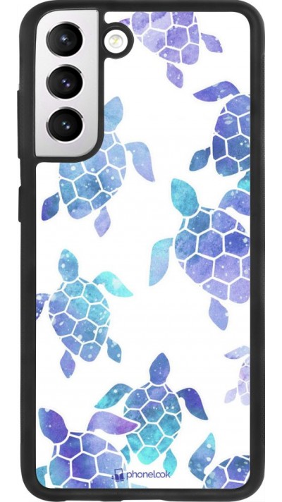 Coque Samsung Galaxy S21 FE 5G - Silicone rigide noir Turtles pattern watercolor