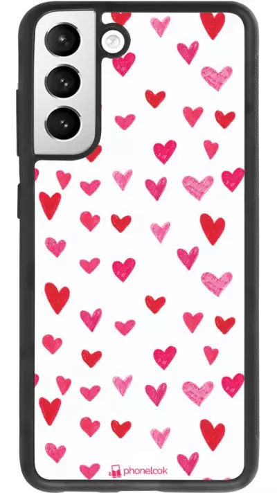 Coque Samsung Galaxy S21 FE 5G - Silicone rigide noir Valentine 2022 Many pink hearts