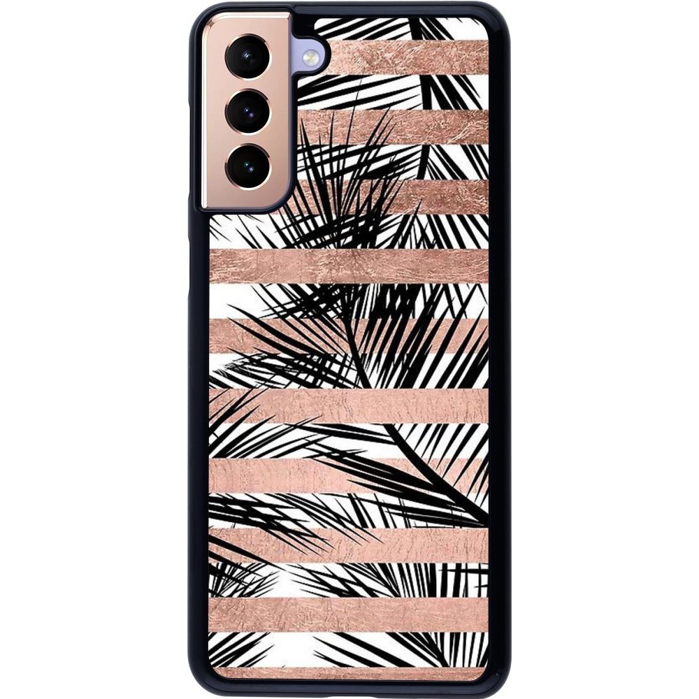 Coque Samsung Galaxy S21+ 5G - Palm trees gold stripes