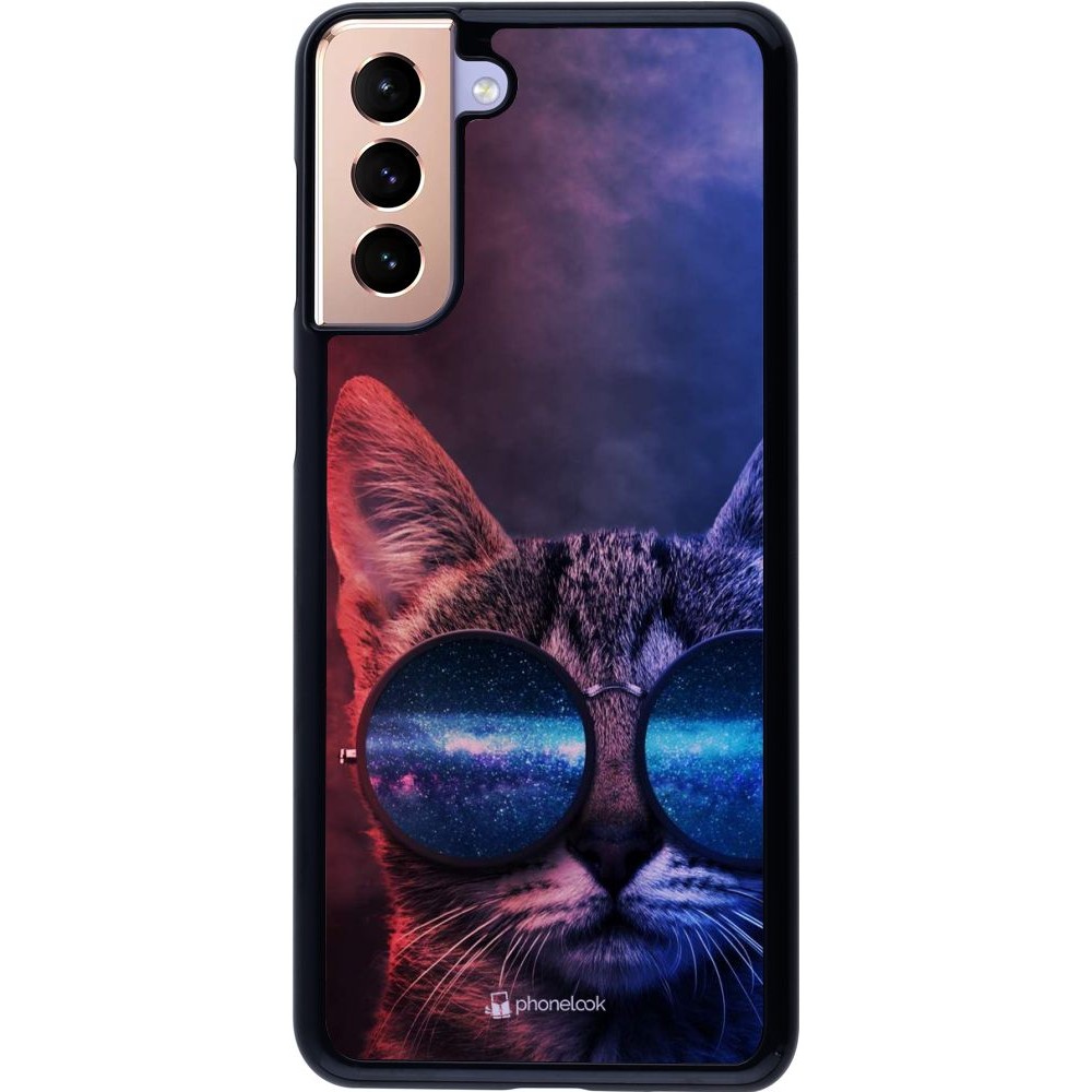 Hülle Samsung Galaxy S21+ 5G - Red Blue Cat Glasses