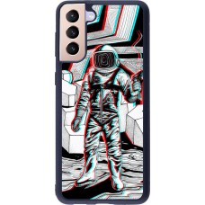 Coque Samsung Galaxy S21+ 5G - Silicone rigide noir Anaglyph Astronaut