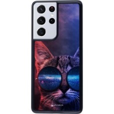 Coque Samsung Galaxy S21 Ultra 5G - Red Blue Cat Glasses